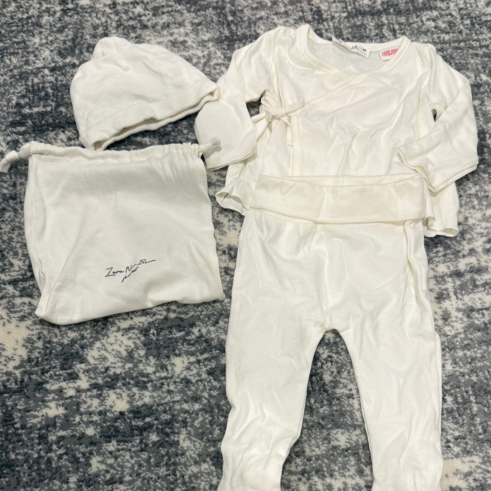 Zara Cream Baby Outfit Set